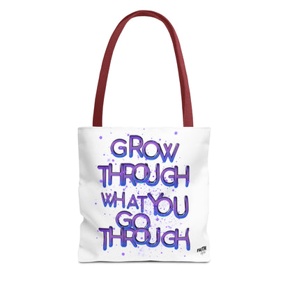 FaithStyles Tote — "Grow Through What You Go Through" Inspirational Quote Bag