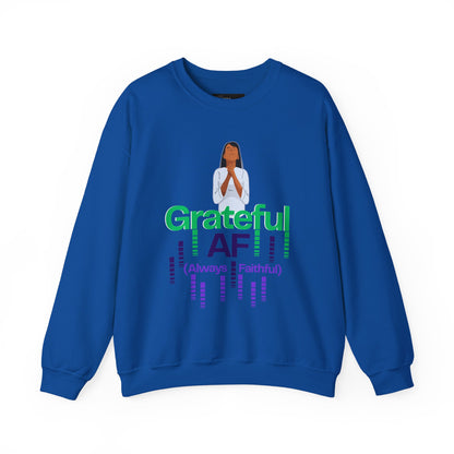 Women Grateful AF Crewneck Sweatshirt | Cozy Unisex Pullover for Thanksgiving, Gifts, and Everyday Wear