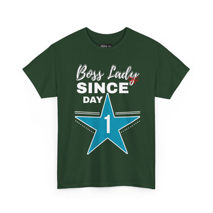 Boss Lady Since Day 1 Tee - Unisex Heavy Cotton Shirt, Perfect for Bosses, Gifts, Celebrations, Fun Occasions, Casual Wear