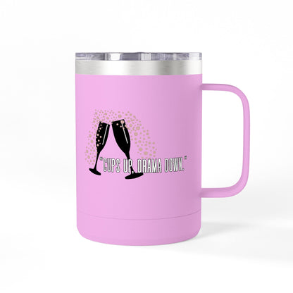Celebratory Coffee Mug Tumbler, Cheers Gift for Friends, 15oz Drinkware for Parties, Birthdays, Wedding, Fun Gatherings