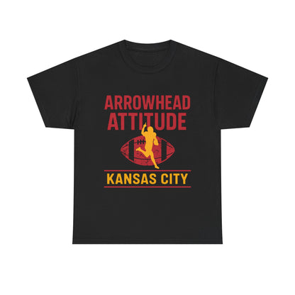Male Heavy Cotton Tee, Arrowhead Attitude, Football Tee