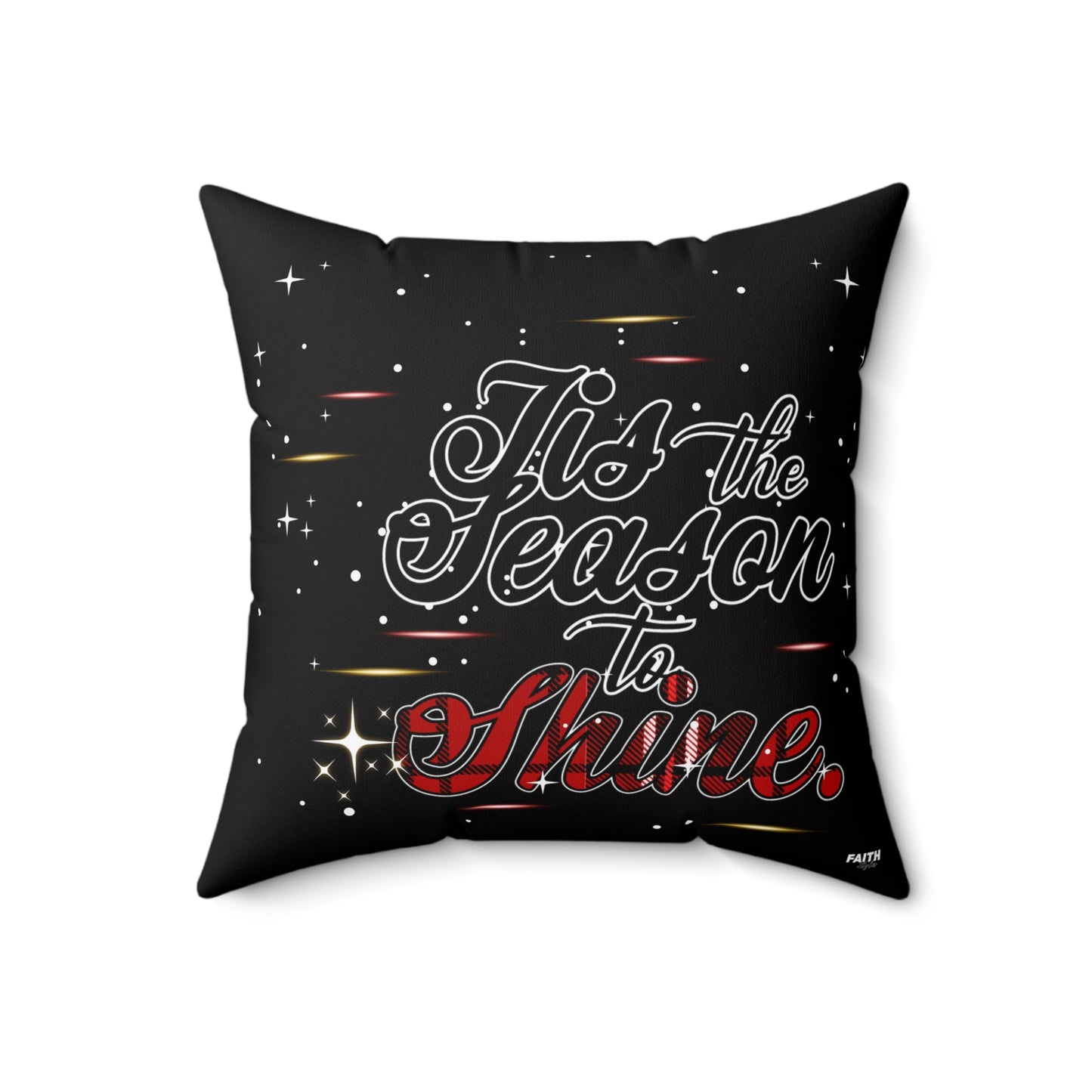 Holiday Throw Pillow — "Tis the Season to Shine" Decorative Accent Cushion