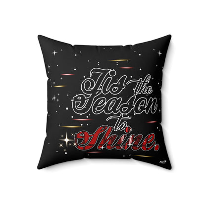 Holiday Throw Pillow — "Tis the Season to Shine" Decorative Accent Cushion