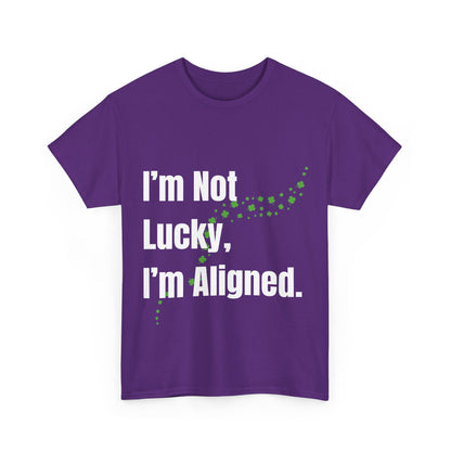 "I’m Not Lucky, I’m Aligned" Unisex Heavy Cotton T-shirt - Motivational Tee for Positivity and Alignment