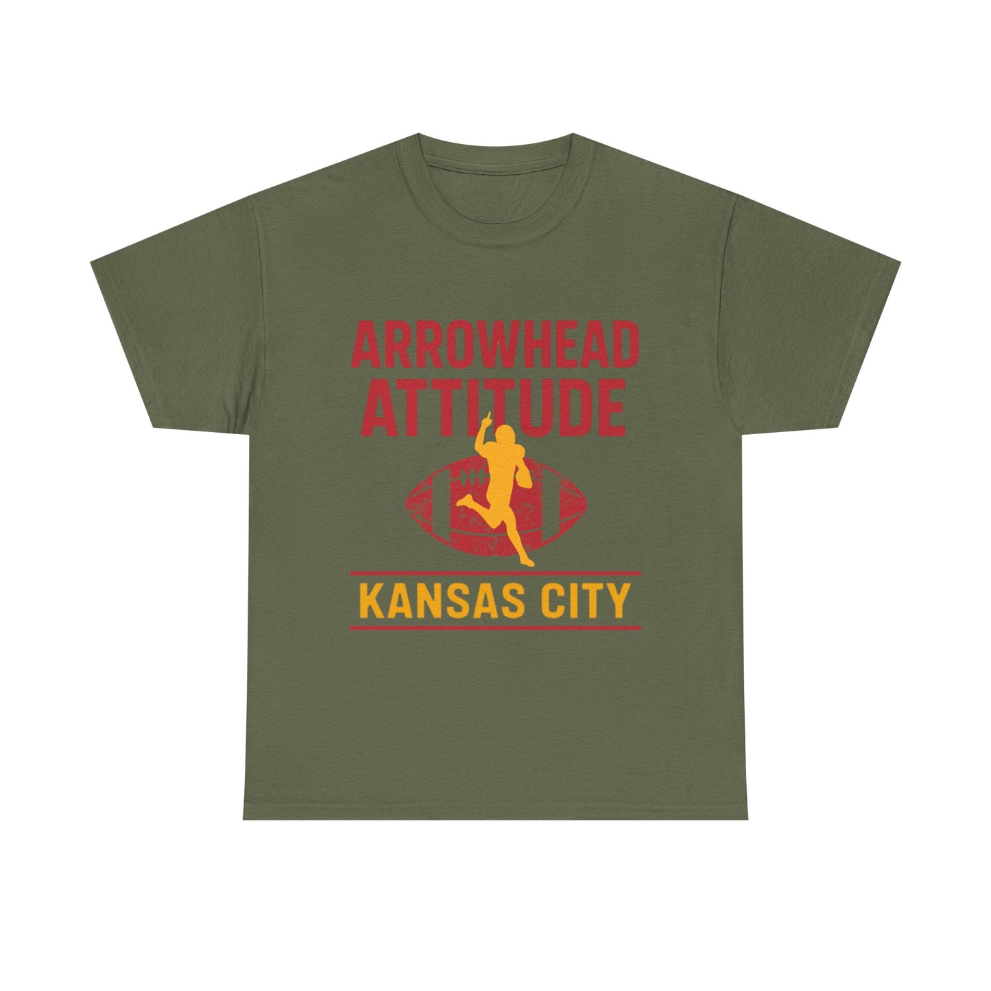 Male Heavy Cotton Tee, Arrowhead Attitude, Football Tee