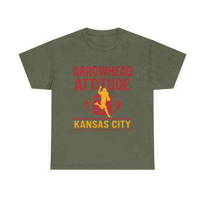 Male Heavy Cotton Tee, Arrowhead Attitude, Football Tee