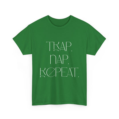 Unisex Heavy Cotton Tee - 'Trap. Nap. Repeat.' Motivational Shirt for Relaxation and Leisure