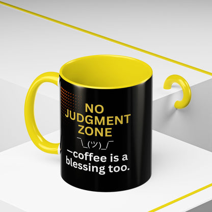 No Judgment Zone Coffee Mug, Funny Gift for Coffee Lovers, Unique Java Cup, Perfect for Birthdays, Inspirational Drinkware