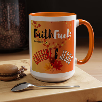 FaithFuel Caffeine & Jesus Mug - Fall Coffee Cup, Inspirational Gift, Autumn Decor, Home Office Supplies, Religious Mug