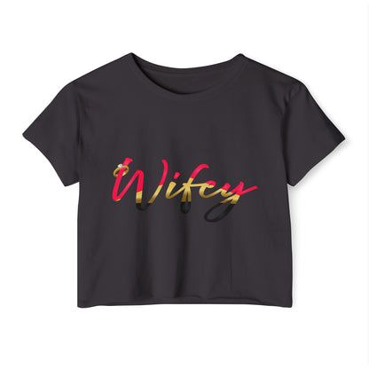 Women's Festival Crop Top, Cute Wifey Top, Summer Crop Shirt, Boho Style Tee, Trendy Women's Apparel, Festival Outfit