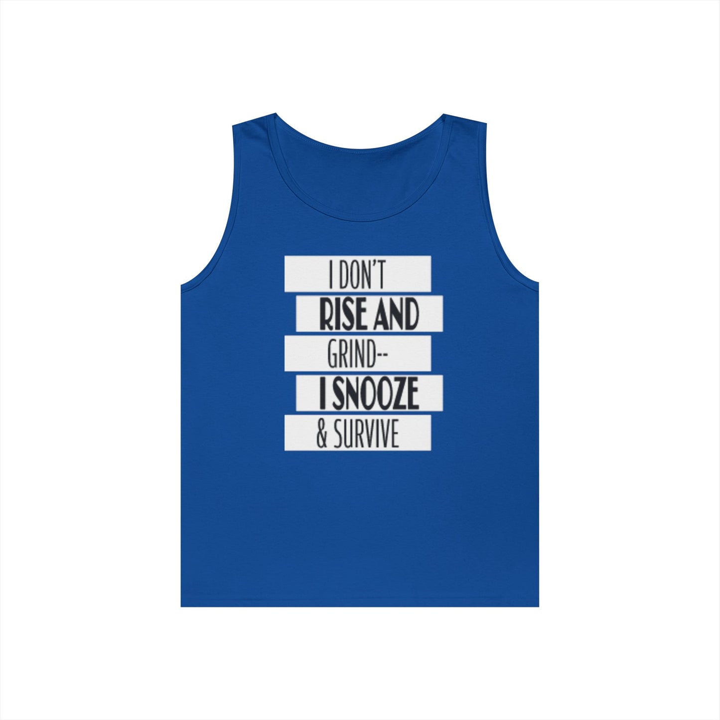 Heavy Cotton Tank Top with "I Don't Rise and Grind - I Snooze & Survive" Design - Relaxed Vibe, Perfect for Lazy Days, Gift for [...]