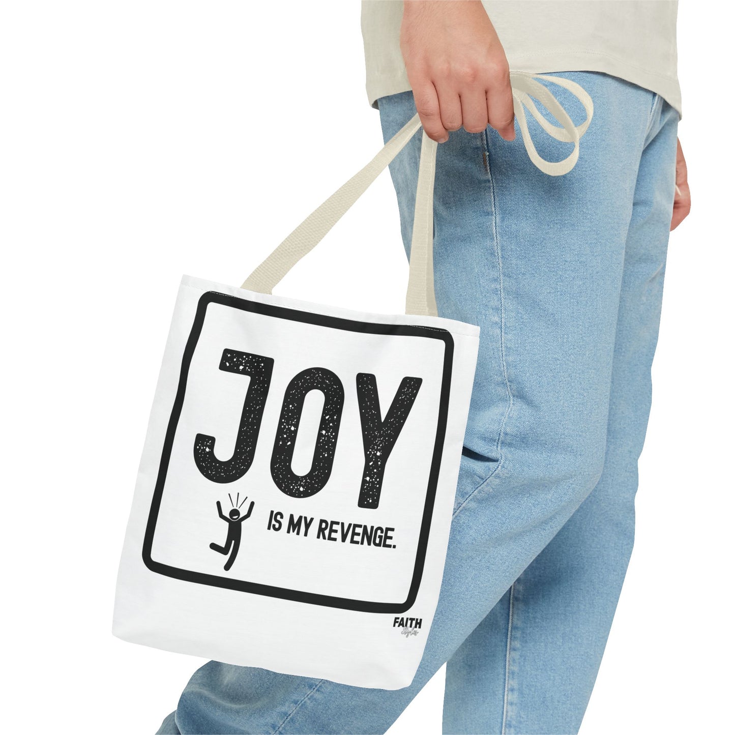 FaithStyles Joy Is My Revenge Tote Bag — Inspirational Graphic Canvas Tote