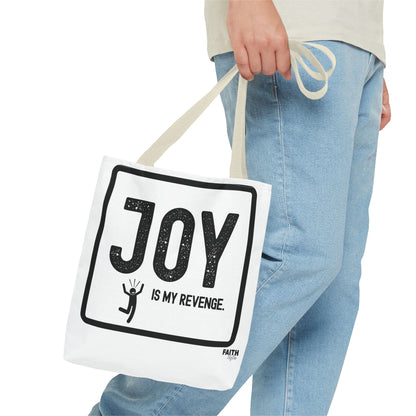 FaithStyles Joy Is My Revenge Tote Bag — Inspirational Graphic Canvas Tote
