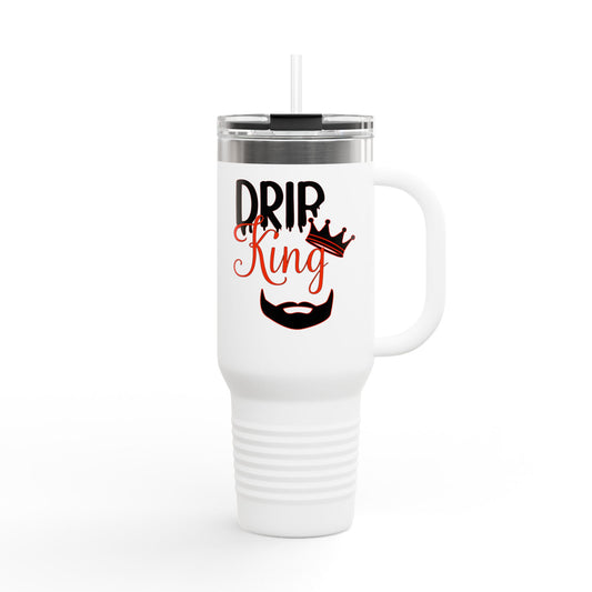 Drip King Insulated Travel Mug, 40oz | Perfect for Coffee Lovers, Gift for Him, Road Trips, Bearded Men, Stylish Drinkware