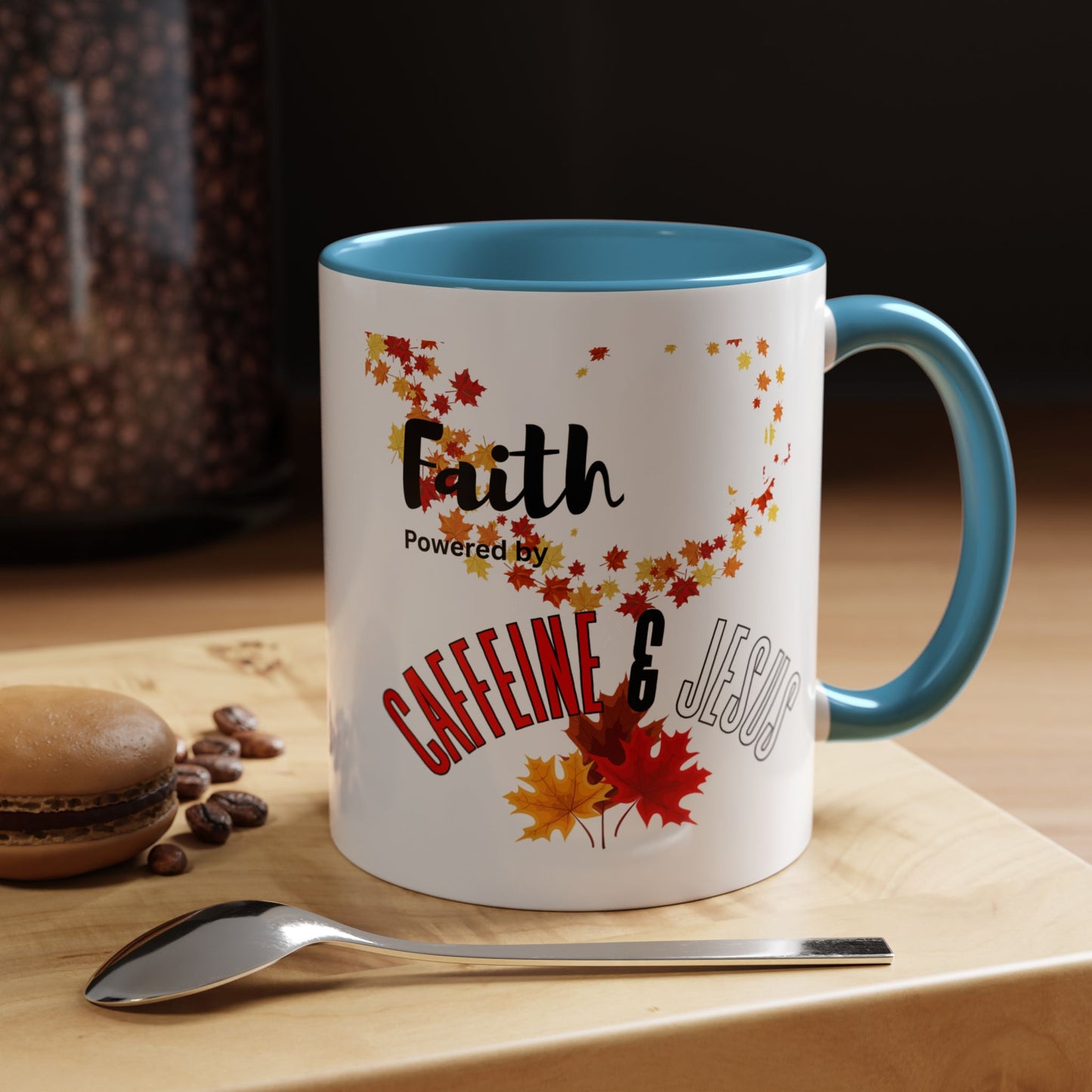 Faith & Caffeine Fall Coffee Mug | Perfect for Autumn Lovers, Thanksgiving Gift, Religious Coffee Cup, Inspirational Drinkware, Cozy Vibes