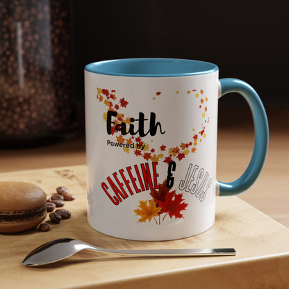 Faith & Caffeine Fall Coffee Mug | Perfect for Autumn Lovers, Thanksgiving Gift, Religious Coffee Cup, Inspirational Drinkware, Cozy Vibes