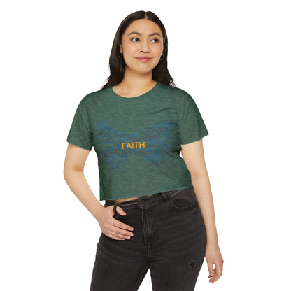 Women's Festival Crop Top with Faith Design, Boho Style Tee, Summer Festival Top, Inspirational Apparel, Gift for Her