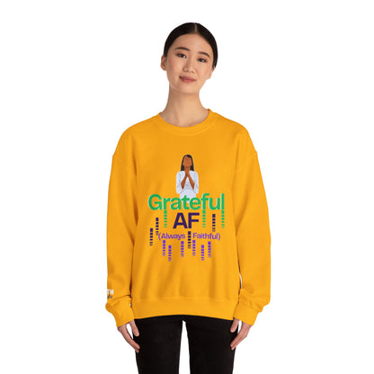 Women Grateful AF Crewneck Sweatshirt | Cozy Unisex Pullover for Thanksgiving, Gifts, and Everyday Wear
