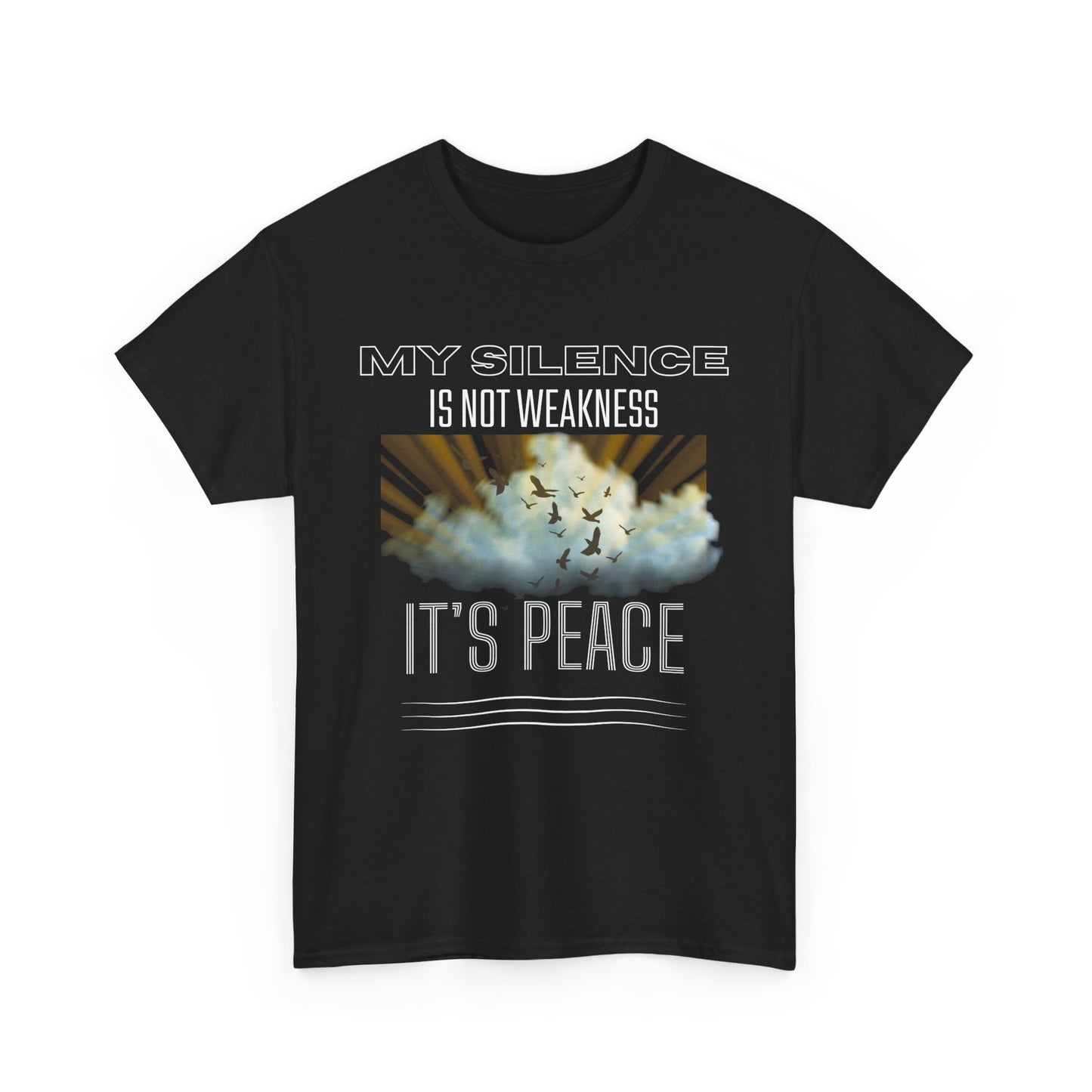 Male Heavy Cotton Tee - "My Silence is Not Weakness, It's Peace" - Inspirational Gift for Mindfulness, Self-Care, and Peace Lovers, [...]