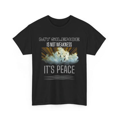 Male Heavy Cotton Tee - "My Silence is Not Weakness, It's Peace" - Inspirational Gift for Mindfulness, Self-Care, and Peace Lovers, [...]