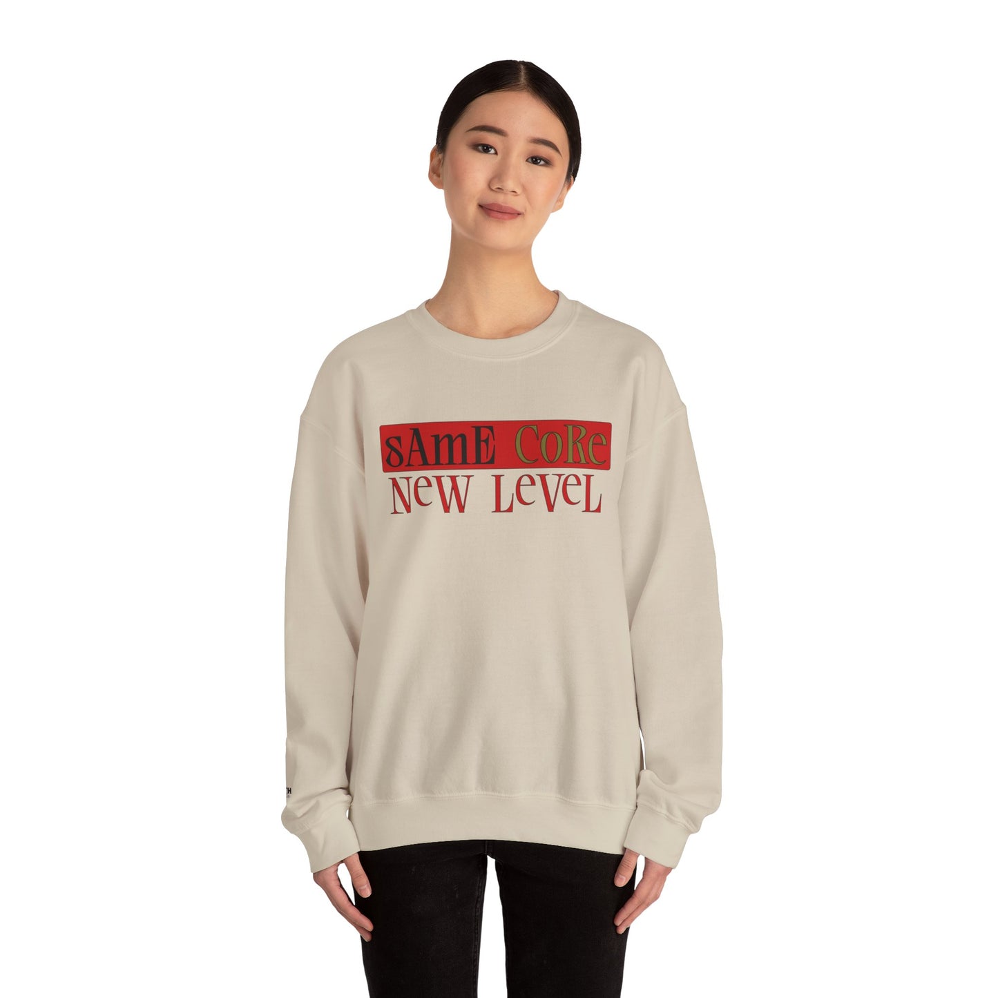Crewneck Sweatshirt — "Same Core New Level" Graphic Pullover