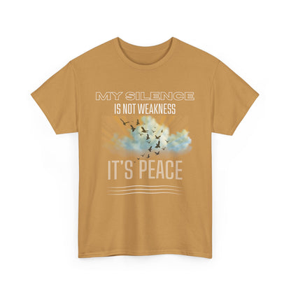 Male Heavy Cotton Tee - "My Silence is Not Weakness, It's Peace" - Inspirational Gift for Mindfulness, Self-Care, and Peace Lovers, [...]
