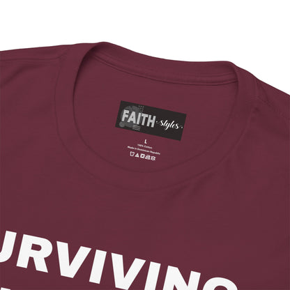 Surviving on Coffee Tee - Unisex Heavy Cotton Shirt, Funny Gift for Coffee Lovers, Perfect for Everyday Wear, Birthday & Holidays