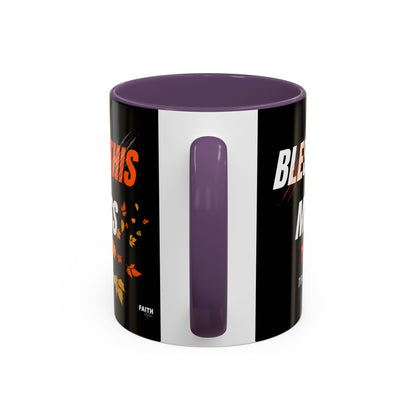 FaithStyles Bless This Mess Coffee Mug, Autumn Mug, Funny Mug Gift, Black Ceramic Mug, Fall Coffee Cup