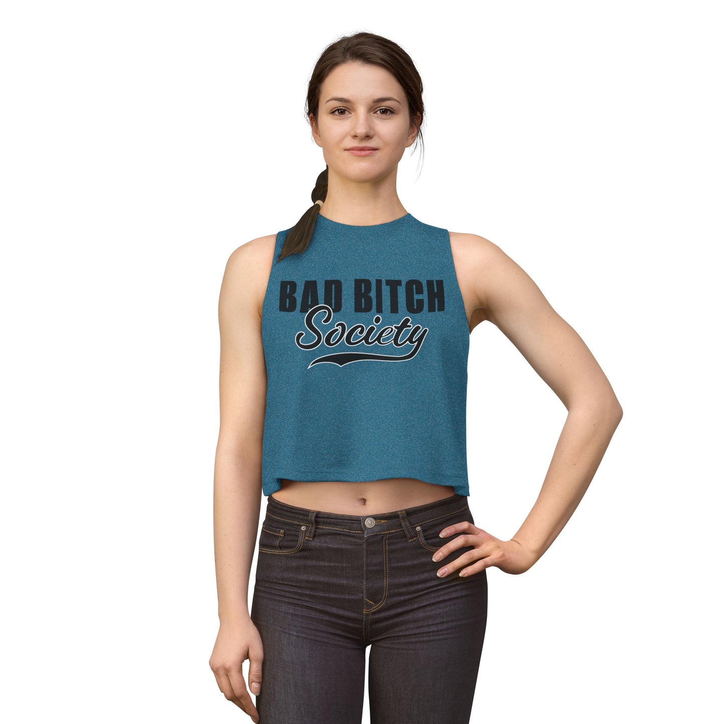 FaithStyles Bad Bitch Society Crop Top — Feminine Bold Graphic Women's Crop
