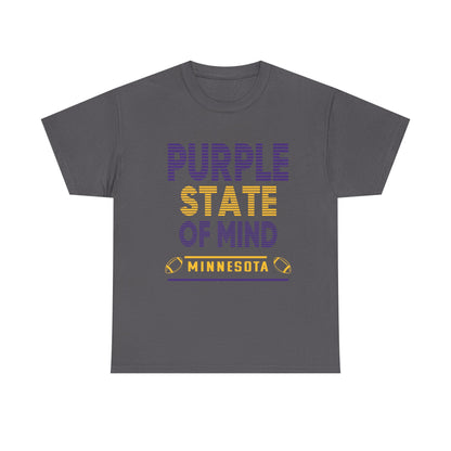 Purple State of Mind Male Cotton Tee, Comfortable Casual Wear, Gift for Minnesota Lovers, Birthday, College Apparel