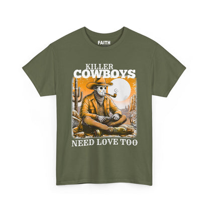 Killer Cowboys Graphic Tee, Unisex Heavy Cotton T-Shirt for Casual Wear, Cowboy Lover Gift, Western Occasion Apparel