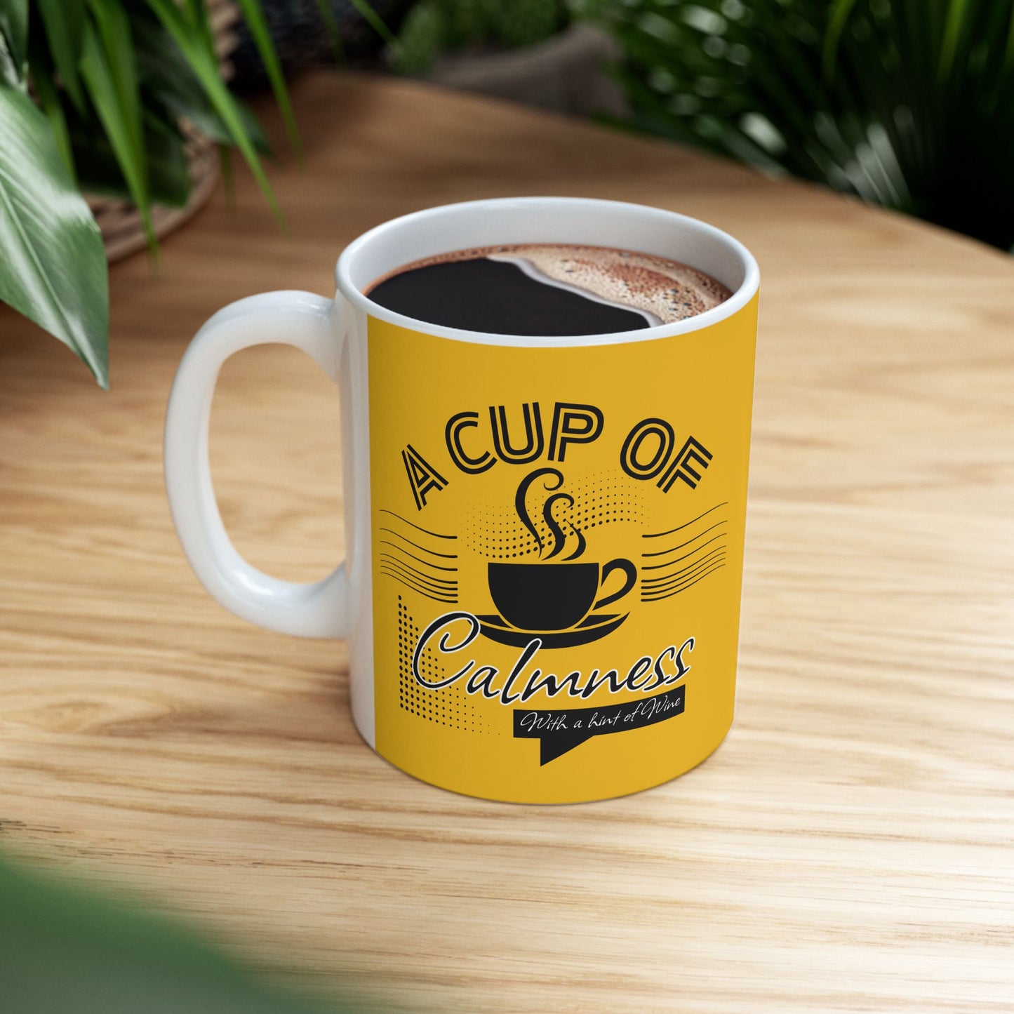 FaithStyles Coffee Lover Ceramic Mug — "A Cup of Calmness" Inspirational Yellow Coffee Mug (11oz, 15oz)
