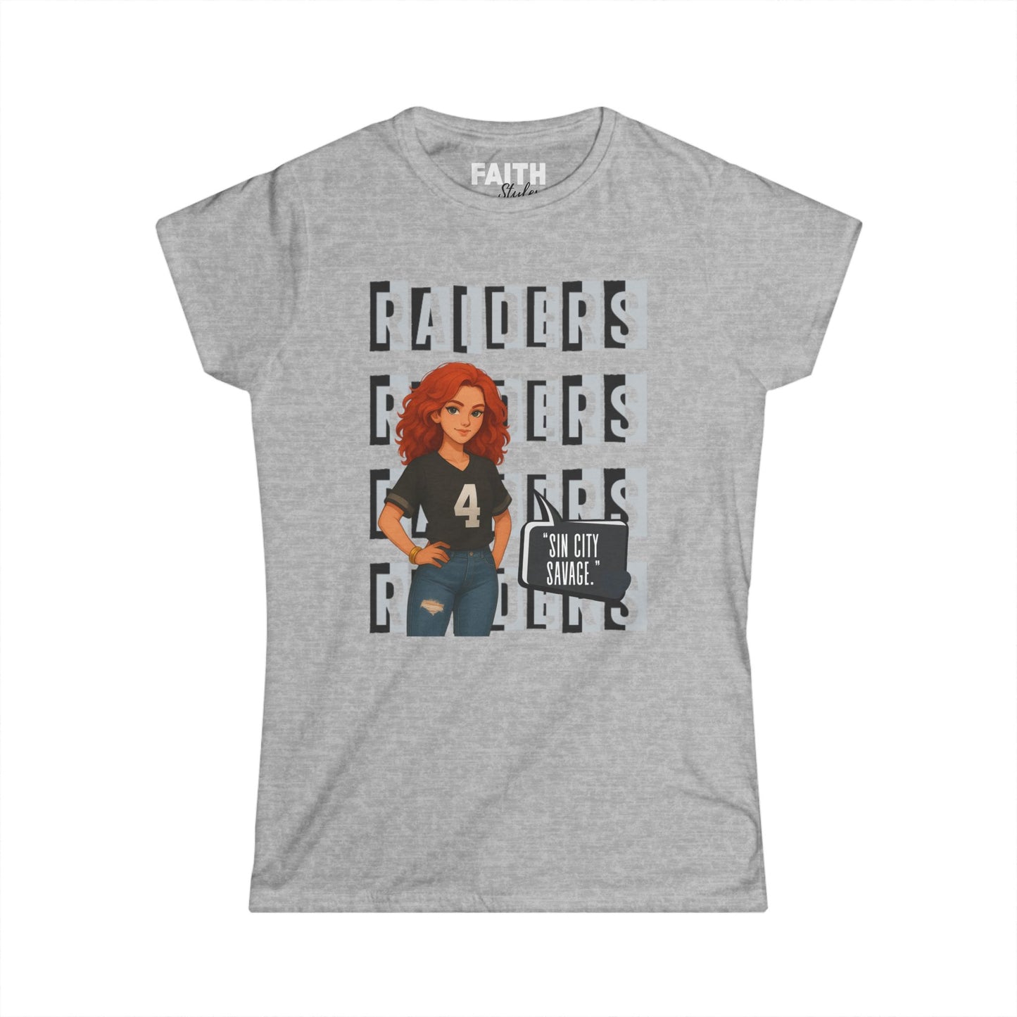 Raiders-Inspired Women’s Softstyle Tee, Casual Sports Shirt, Football Fan Apparel, Gameday Outfit, Gift for Her