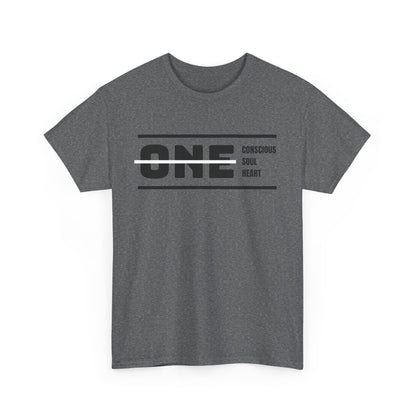 Male's Heavy Cotton Tee - 'ONE' Conscious Soul Heart | Casual Apparel, Gift for Mindfulness, Inspirational Wear, Summer Tee, Everyday Style