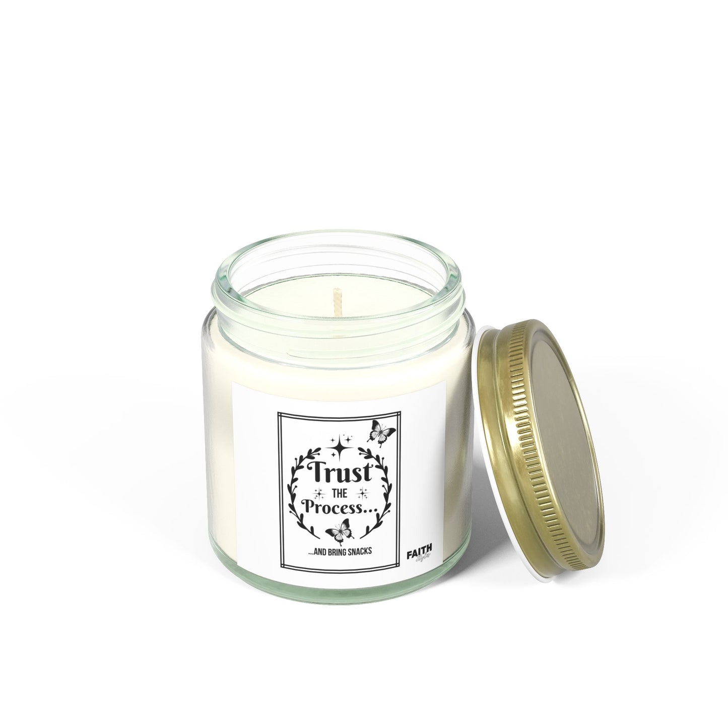 FaithStyles "TRUST THE PROCESS" Scented Wax Candles, Coconut Apricot Wax (4oz, 9oz)
