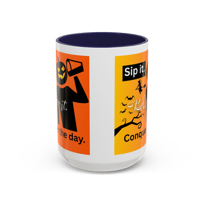 Halloween-Themed Coffee Mug, Sip It Believe It Conquer the Day, Fall Decor, Gift for Pumpkin Lovers, Autumn Kitchenware
