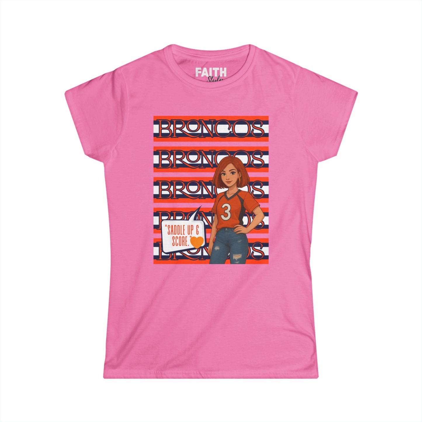 Broncos Spirit Women's Softstyle Tee - Cheer for Your Team, NFL Game Day Shirt, Sports Apparel, Football Fan T-Shirt, Casual Outfit