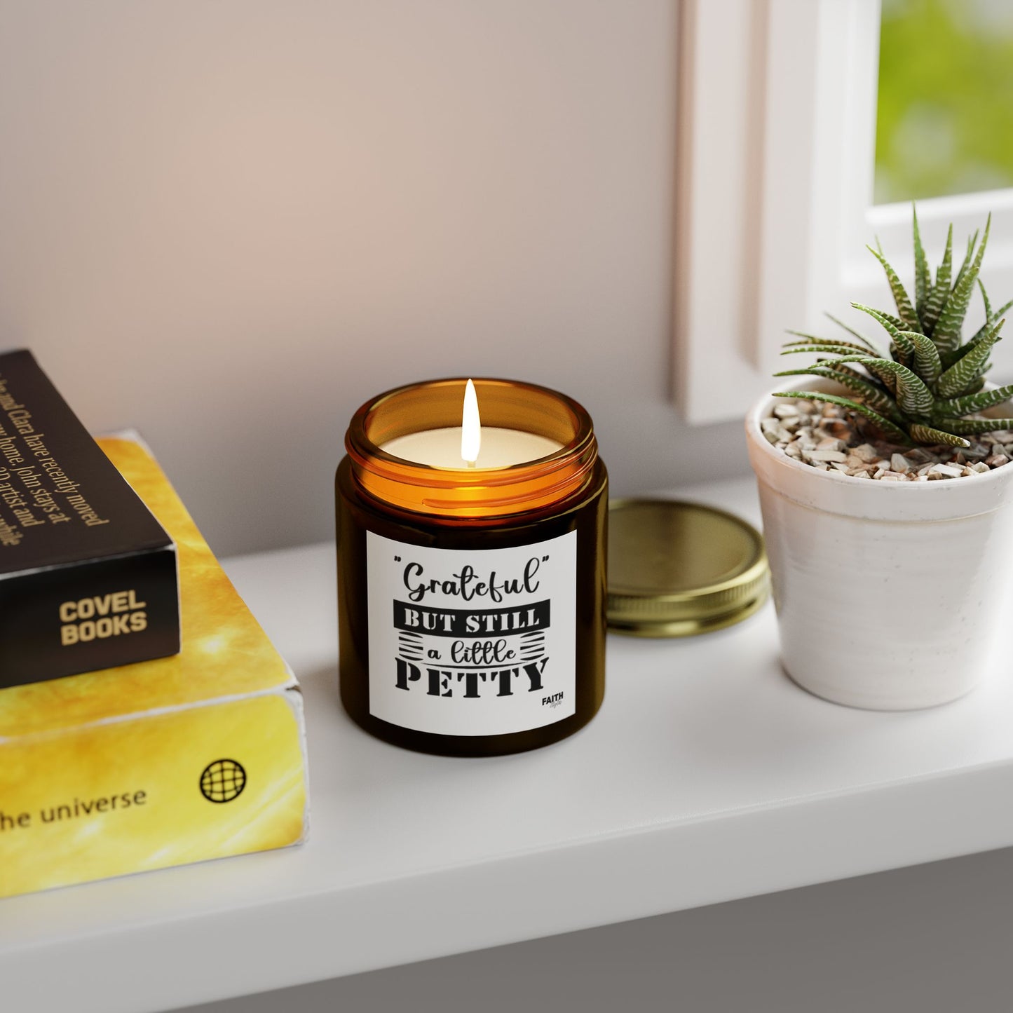 FaithStyles "GRATEFUL, YET PETTY" Scented Wax Candles, Coconut Apricot Wax (4oz, 9oz)