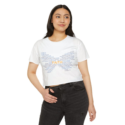 Women's Festival Crop Top with Faith Design, Boho Style Tee, Summer Festival Top, Inspirational Apparel, Gift for Her