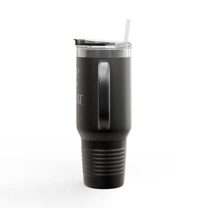 FaithStyles “Trap. Nap. Repeat.” Insulated Travel Tumbler – Stainless Steel Mug with Straw