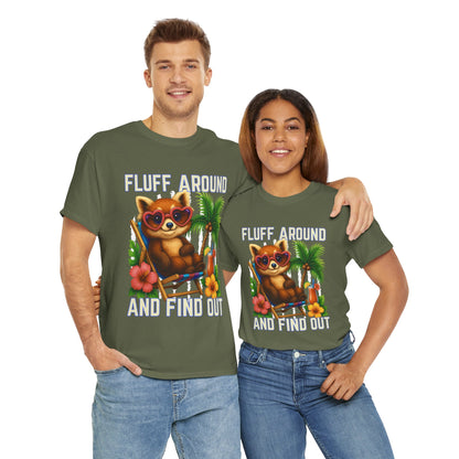 Tropical Cat Tee: Fluff Around and Find Out, Cute Graphic Shirt, Summer Outfit, Unisex Casual Wear, Gift for Animal Lovers