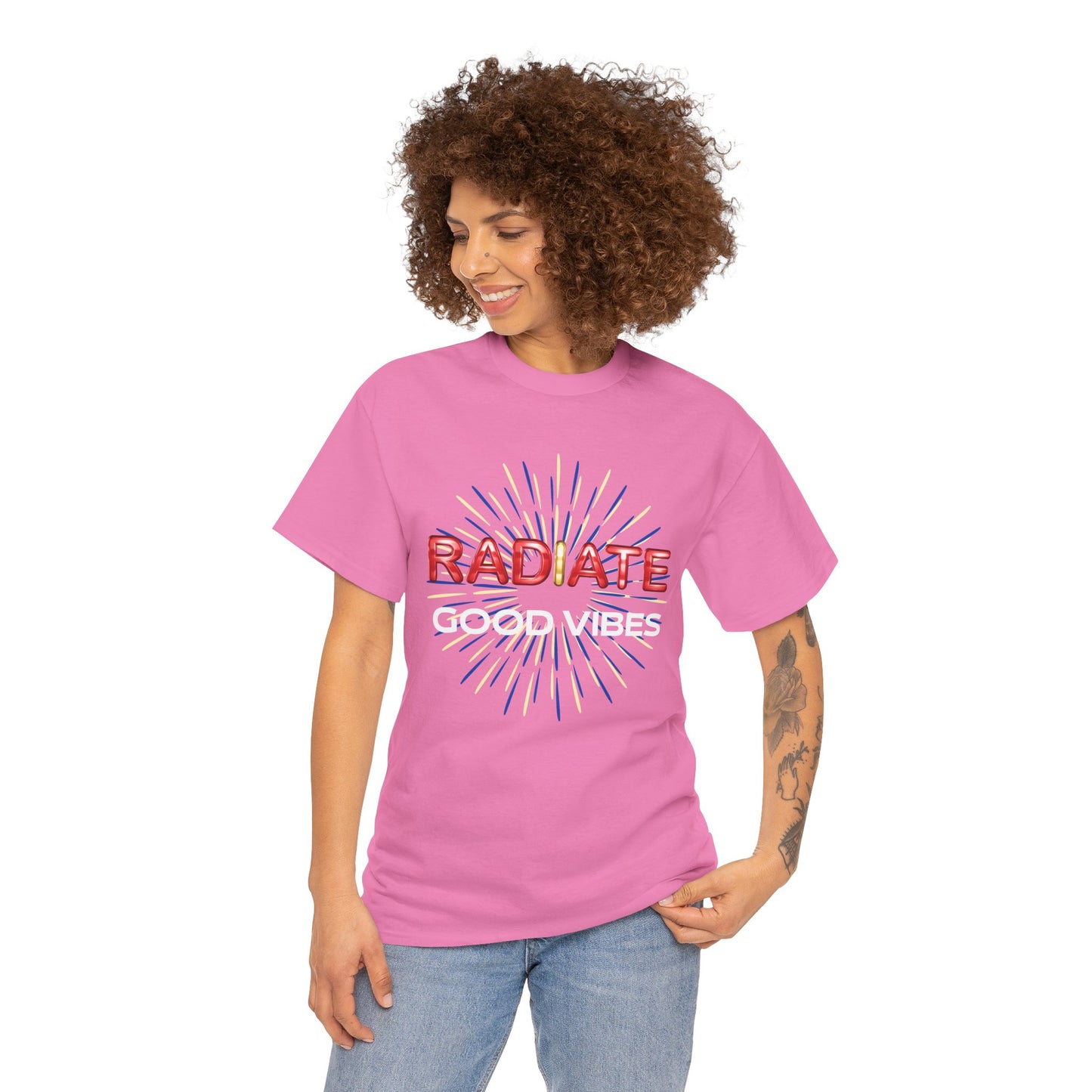 Radiate Unisex Heavy Cotton Tee - Positive Vibe Shirt, Gift for Friends, Motivational Apparel, Casual Wear, Everyday Comfort