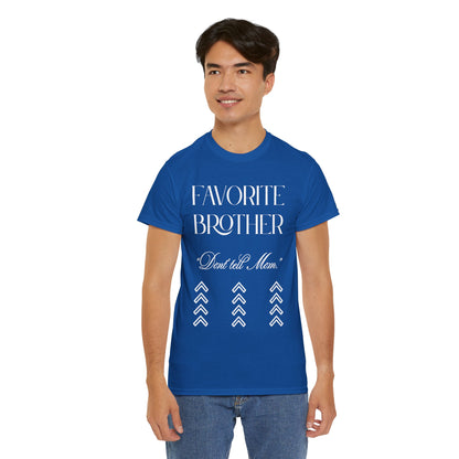 Favorite Brother Unisex Heavy Cotton Tee - Perfect Gift for Siblings, Casual Wear, Birthday, Family Reunion, Everyday Comfort