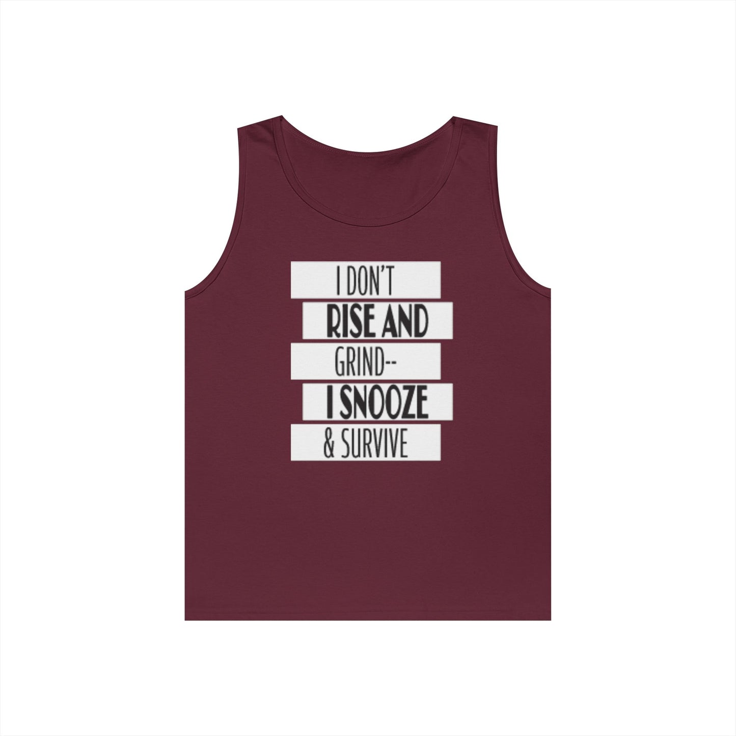 Heavy Cotton Tank Top with "I Don't Rise and Grind - I Snooze & Survive" Design - Relaxed Vibe, Perfect for Lazy Days, Gift for [...]