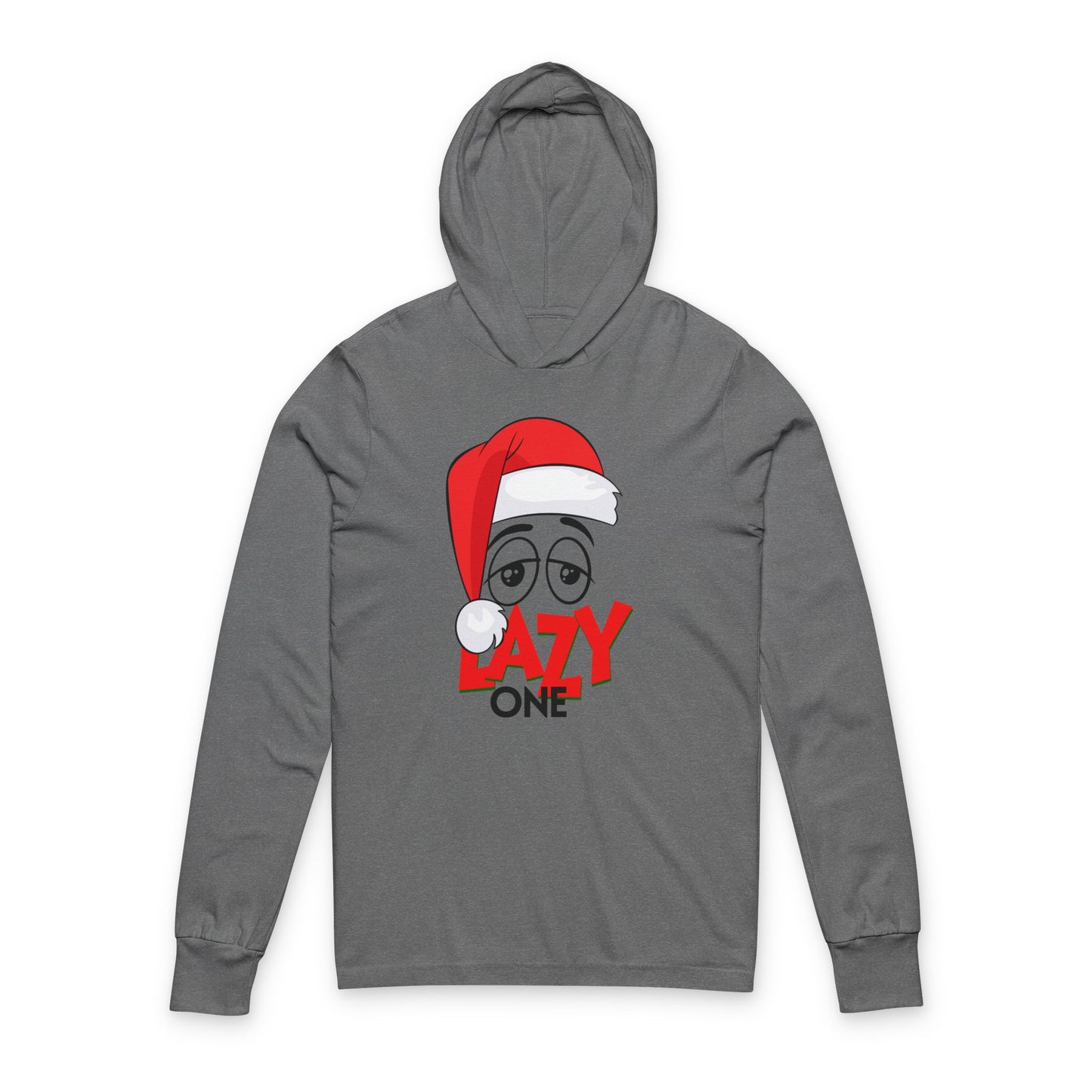 Lazy One Holiday Hooded Tee — Funny Santa Face Long Sleeve