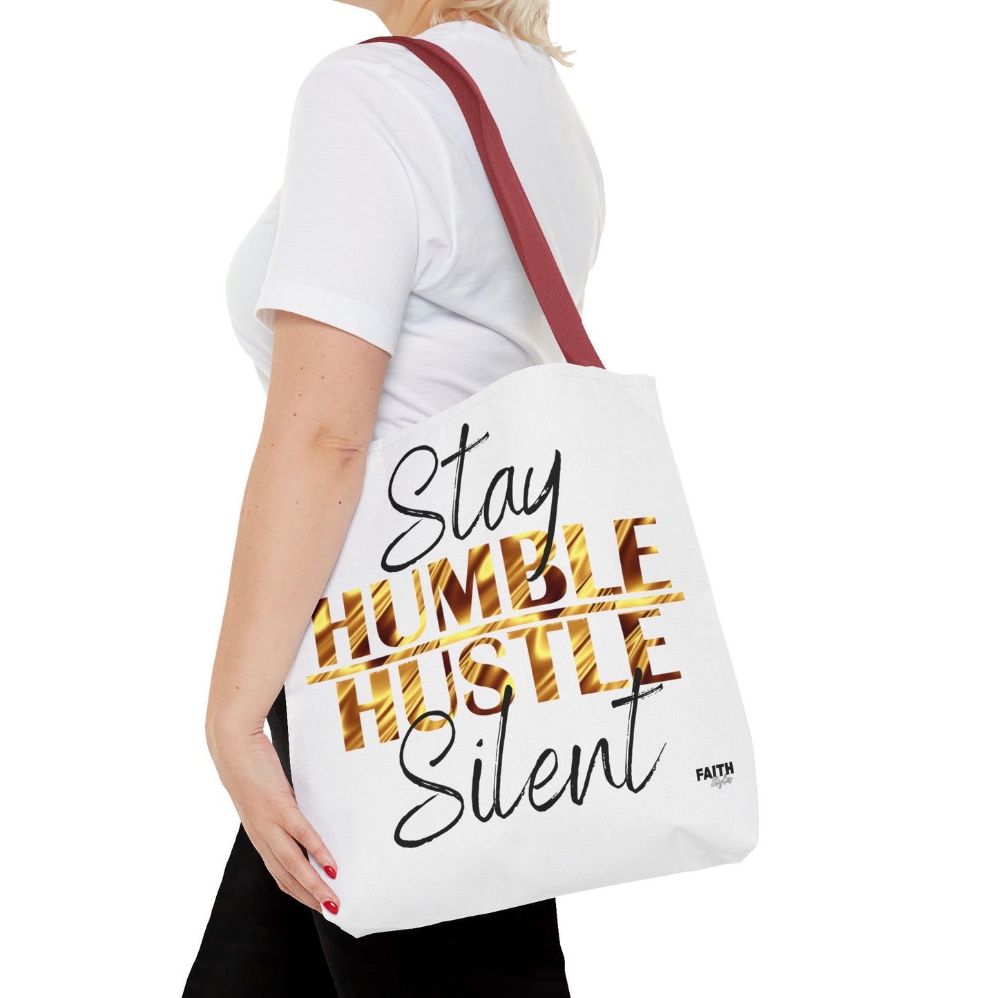 FaithStyles Stay Humble Hustle Silent Tote Bag — Motivational Leopard Print Canvas Tote