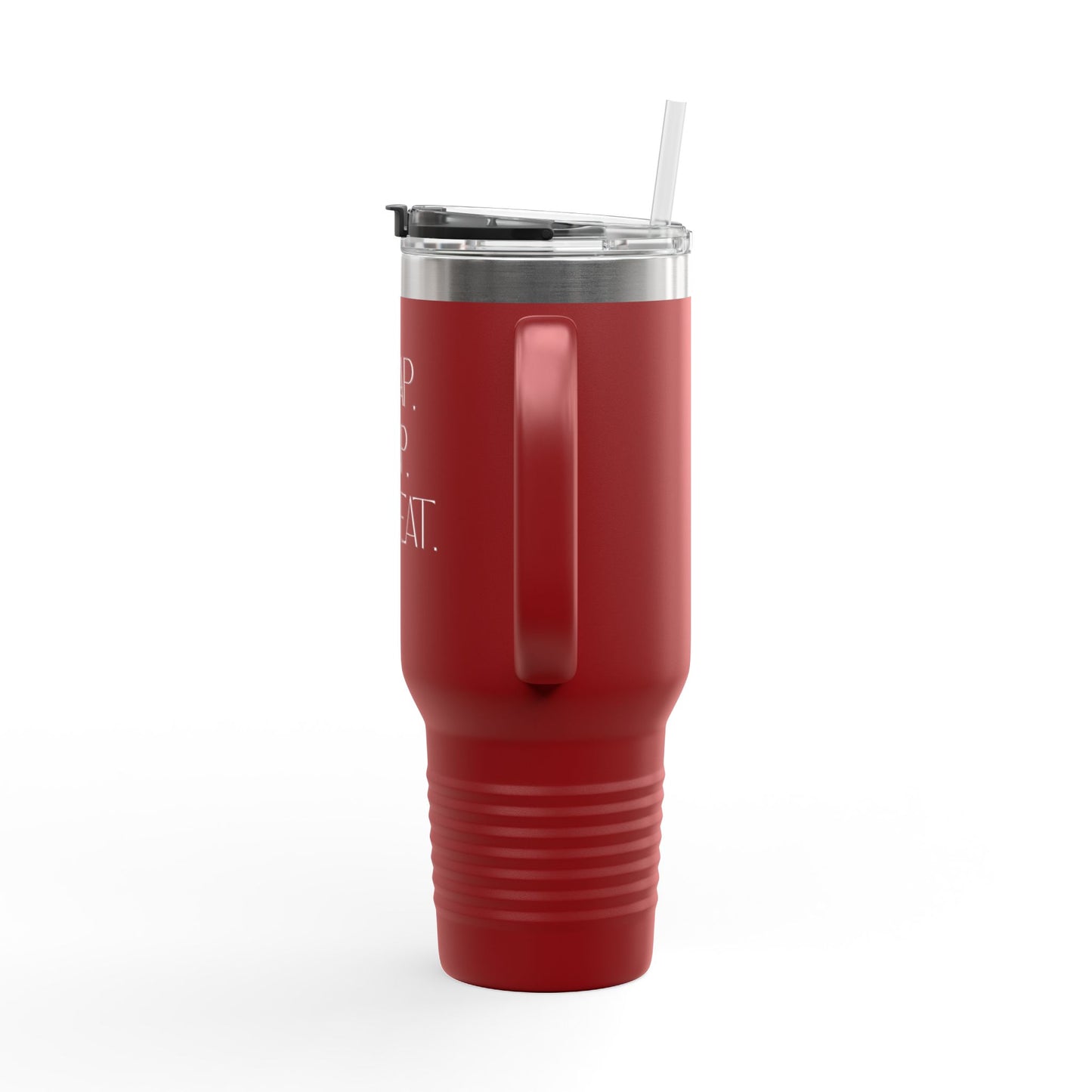 FaithStyles “Trap. Nap. Repeat.” Insulated Travel Tumbler – Stainless Steel Mug with Straw