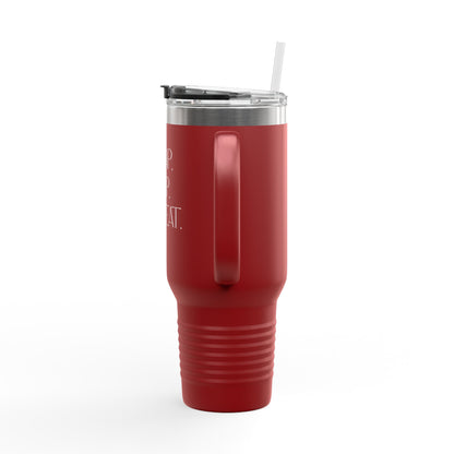 FaithStyles “Trap. Nap. Repeat.” Insulated Travel Tumbler – Stainless Steel Mug with Straw