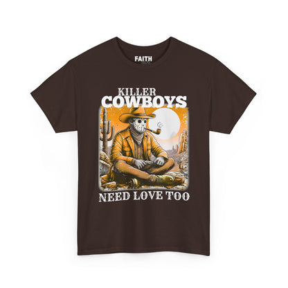 Killer Cowboys Graphic Tee, Unisex Heavy Cotton T-Shirt for Casual Wear, Cowboy Lover Gift, Western Occasion Apparel