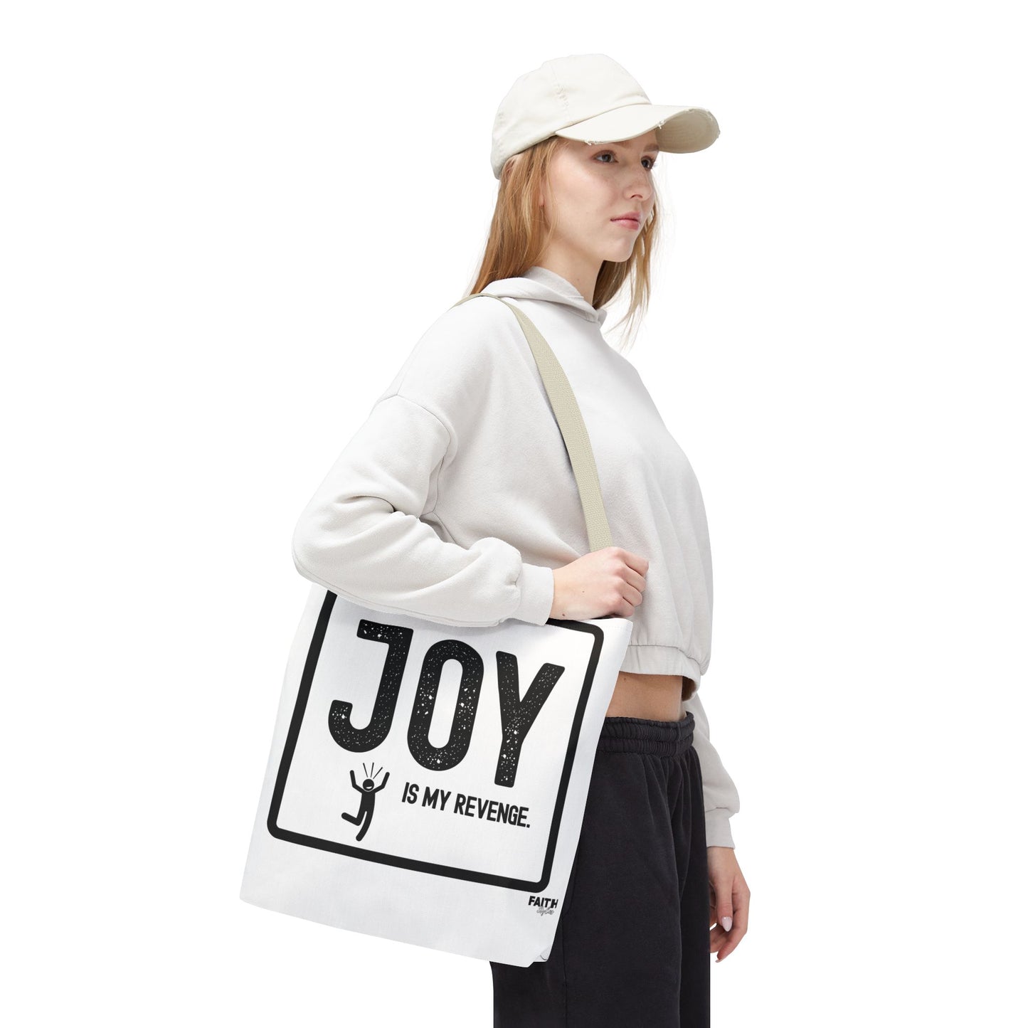FaithStyles Joy Is My Revenge Tote Bag — Inspirational Graphic Canvas Tote